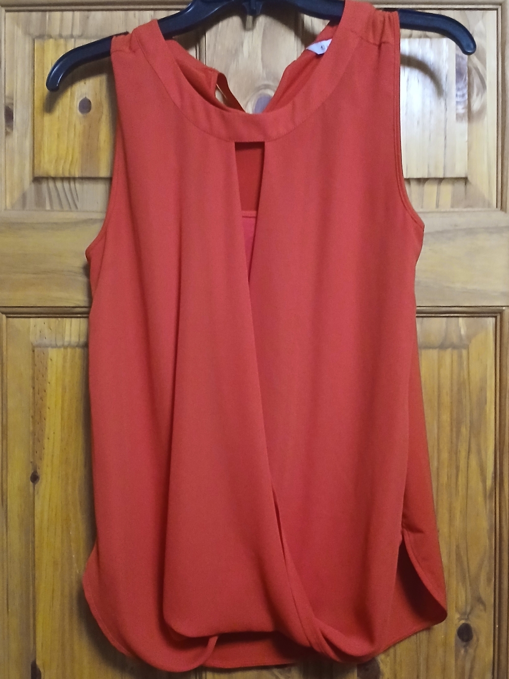 41 Hawthorn Red Sleeveless Draped Keyhole Blouse